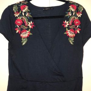 Blue embroidered Zara dress